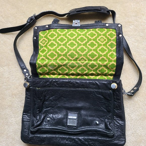 EUC orYANY Leather Briefcase Messenger Bag Black - Picture 2 of 11